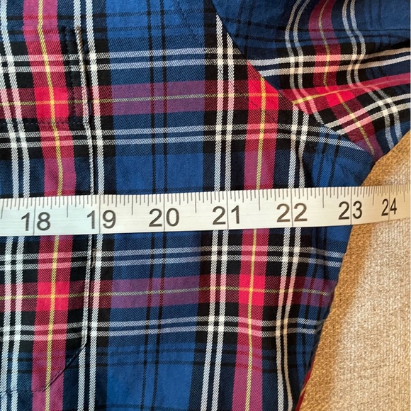 Peter Millar Men's Long Sleeve Button Down Blue Red Plaid Cotton Casual Shirt - Picture 6 of 9